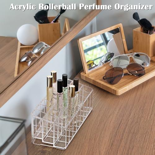 ELLDOO Rollerball Perfume Organizer 24 Space Clear Acrylic Display Case