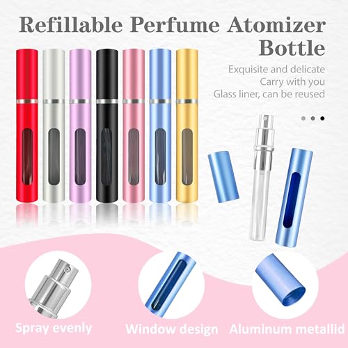 2 Pack Refillable Mini Perfume Atomizer Bottles Portable Travel Spray Dispensers 5ml