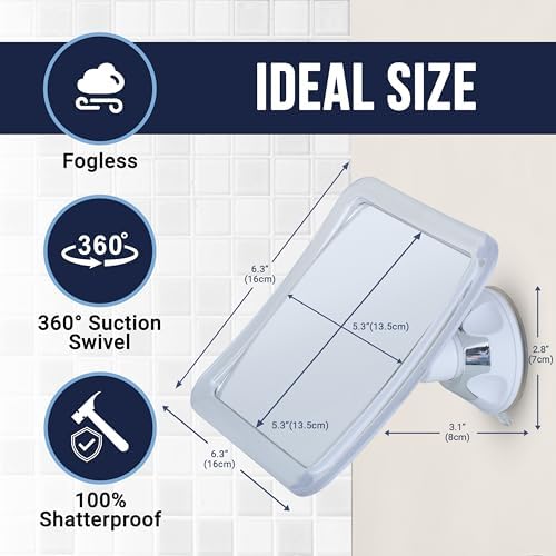 Mirrorvana Fogless Shower Mirror with Upgraded Suction and 360 Swivel