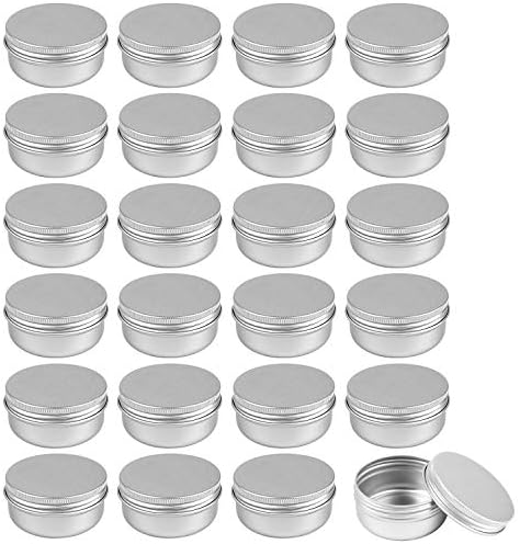 Foraineam 60 Pack Round Aluminum Lip Balm Tins with Screw Top - Silver