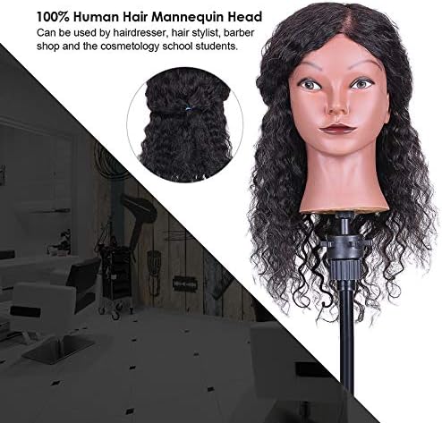 Real Hair Mannequin Head with Free Clamp for Styling Practice