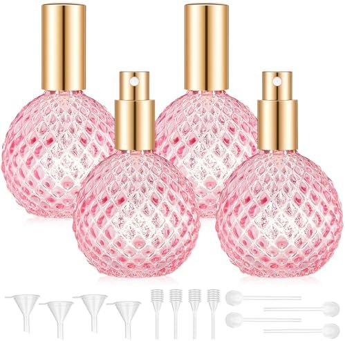 4 Pack 100ml Pink Glass Perfume Bottles Retro Design