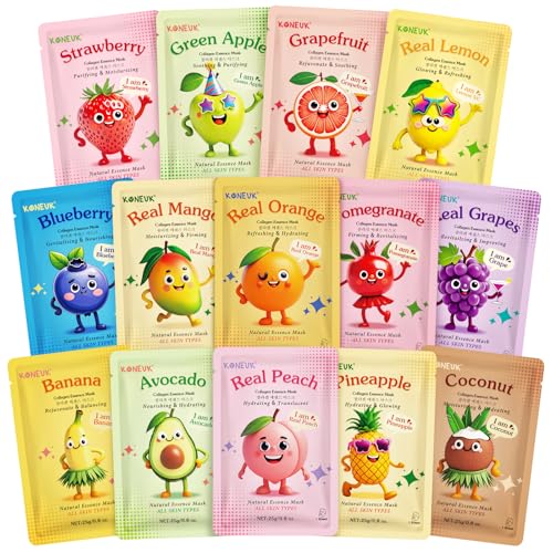 14 Pack Fruit Face Masks Skincare Set for All Ages
