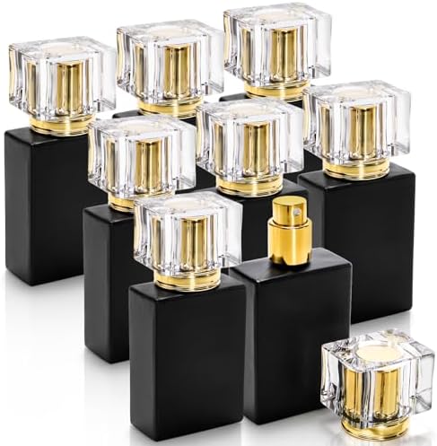 Foraineam 8 Pack Black Refillable Perfume Bottles