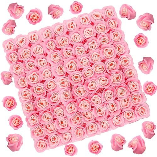 81PCS Scented Soap Roses Pink Floral Bath Petals Bouquet