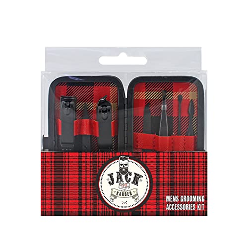 JACK THE BARBER 7 Piece Mens Grooming Kit Stainless Steel Tools