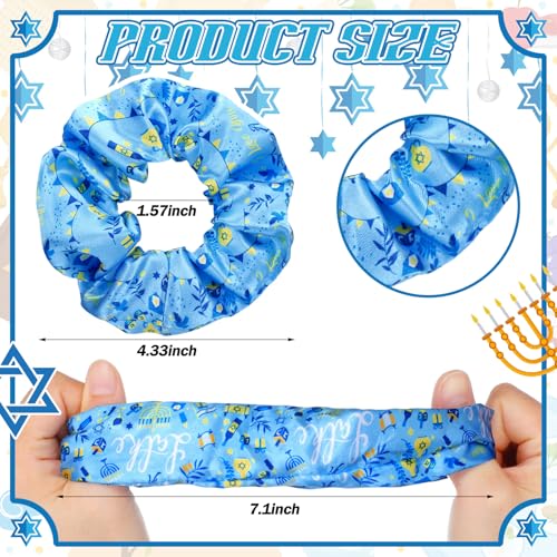 24 Pcs Hanukkah Hair Scrunchies with Star of David Design