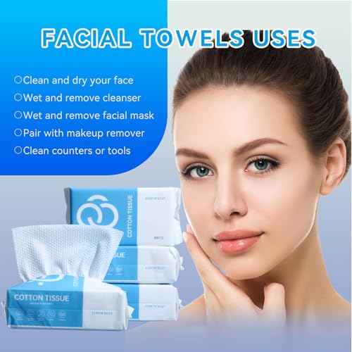 ISHOWBEST Disposable Face Towel 60 Count Biodegradable