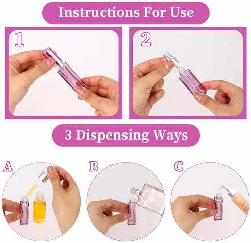 3 Pcs 10ML Glass Perfume Travel Refillable Bottles