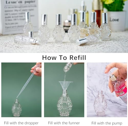 YU FENG 12pc Clear Glass Spray Bottles with Funnels and Pipettes