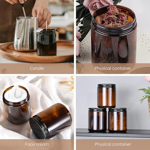 8oz Amber Glass Jars with Lids 30 Pcs