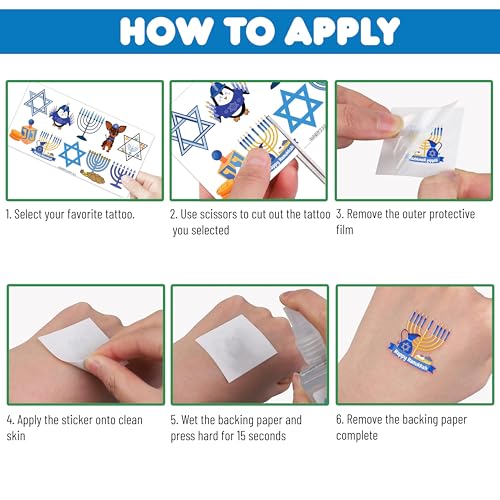 100 PCS Happy Hanukkah Temporary Tattoos Sticker