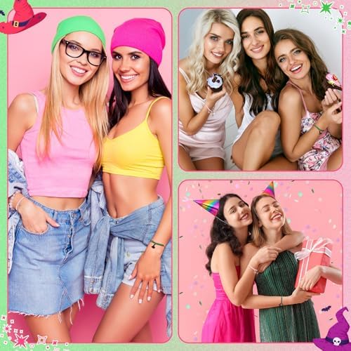 Witch Party Gift Set 10 pcs Pink Green Hair Scrunchies and Star Bracelets