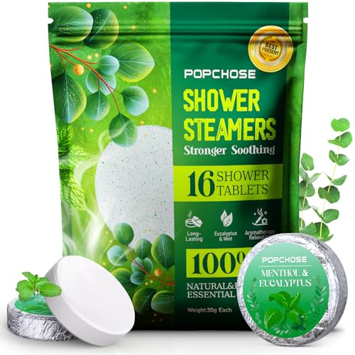 POPCHOSE 16 Pack Eucalyptus Shower Steamers for Relaxation and Natural Relief