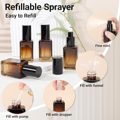 Segbeauty 1oz Amber Glass Spray Bottle 4pcs Set
