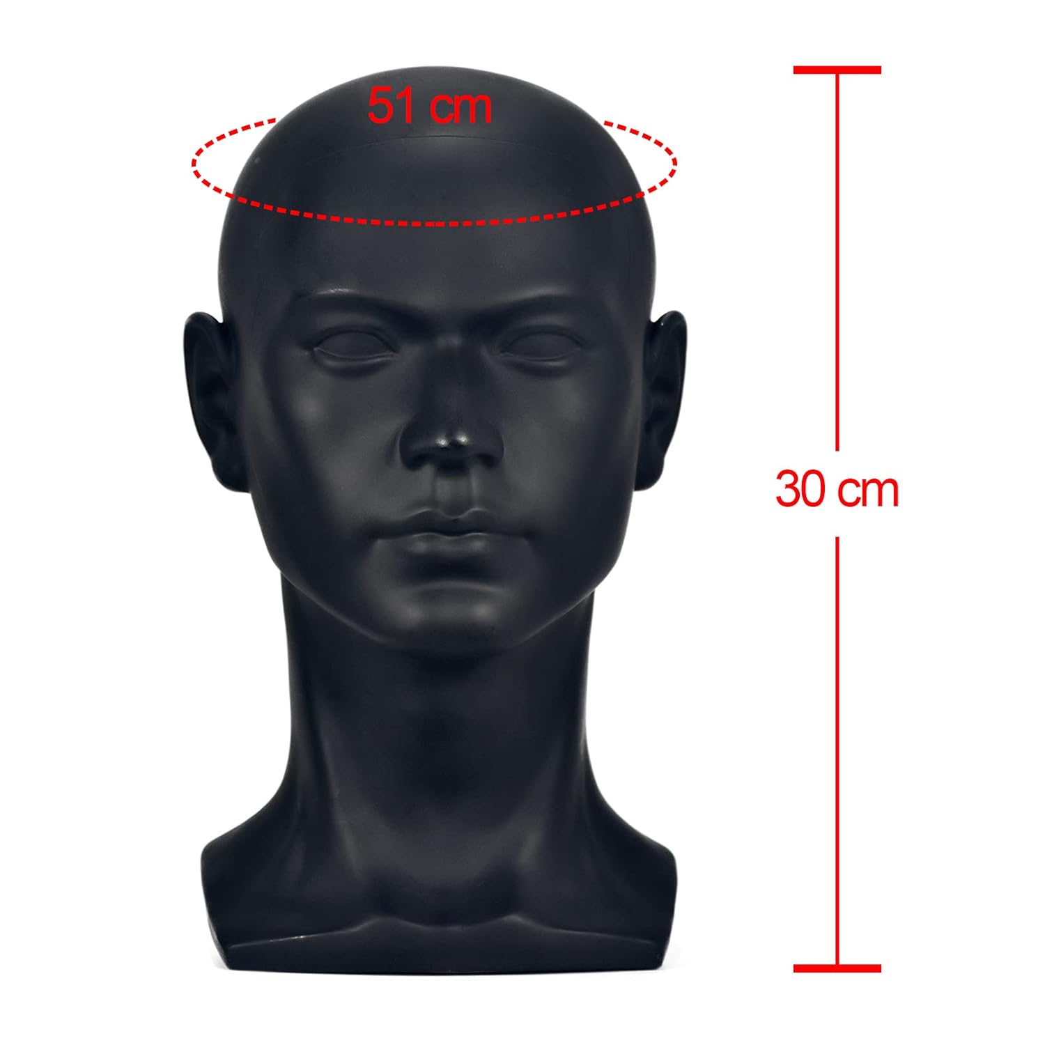 FanLin Professional Male Mannequin Head Display Stand Matte Black