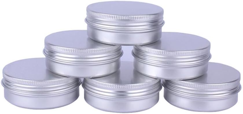 12PCS 2oz Silver Aluminum Cosmetic Sample Tins with Screw Lids