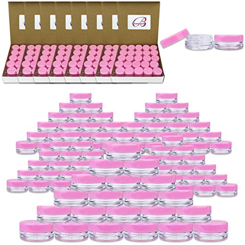 Beauticom 3G Round Jars with Pink Lids - 1000 Pieces BPA Free