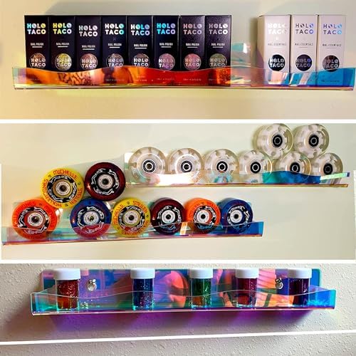 YMVV 15-Inch Wall Mounted Nail Polish Rack6 Pack Clear Rainbow Organizer