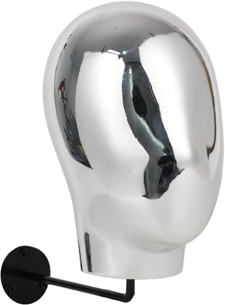 Silver Wall Mounted Mannequin Head for Wig and Hat Display 1