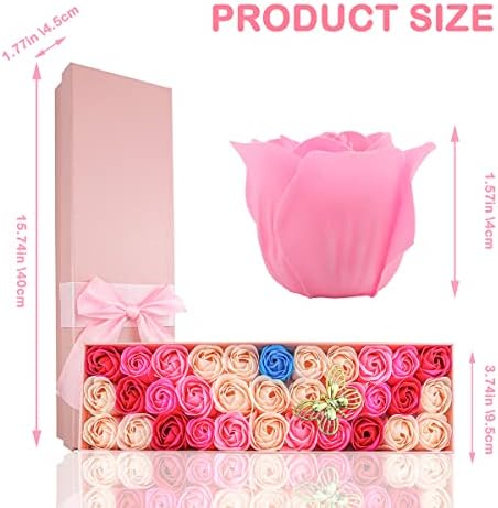 JIALEEY 33 PCS Rose Scented Bath Soap Set with Pink Gift Box