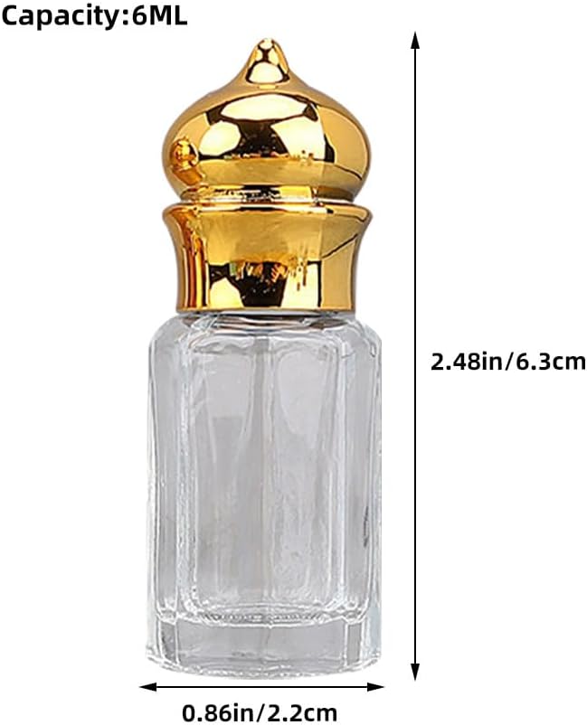 Mini Arabic Crystal Glass Roller Bottles 6ml Gold Refillable