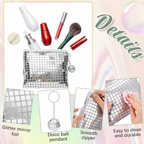 12 Pack Glitter Sequin Makeup Bags with Zipper for Parties
