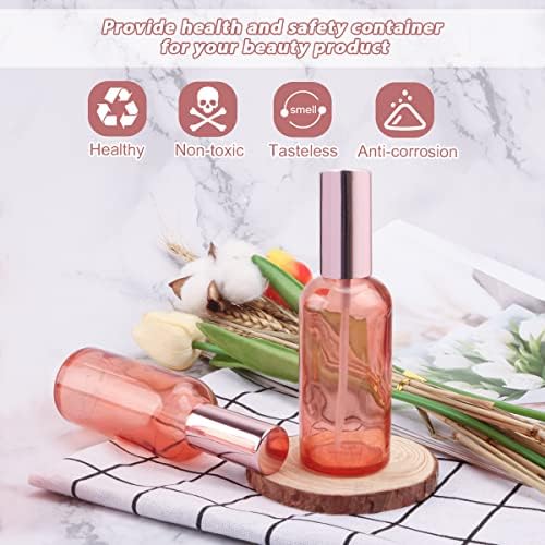 6 Pack 34 Oz Pink Glass Spray Bottles - Rose-Golden Refillable Atomizers