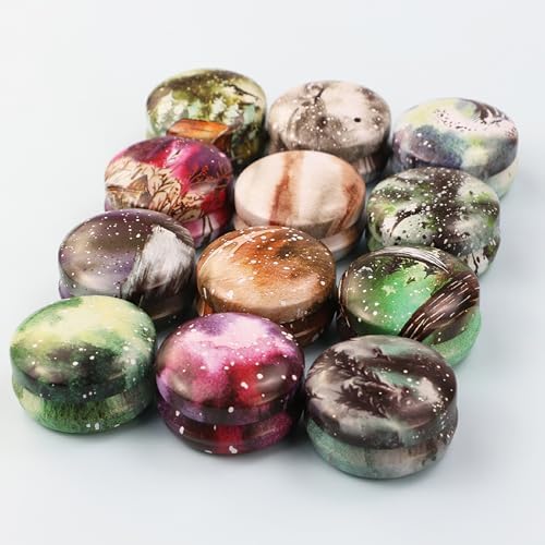 Rarapop 12 Pack Reusable Mini Round Tinplate Jars with Lids