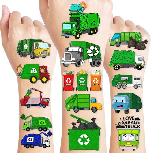 Garbage Truck Temporary Tattoos for Kids 96PCS Set