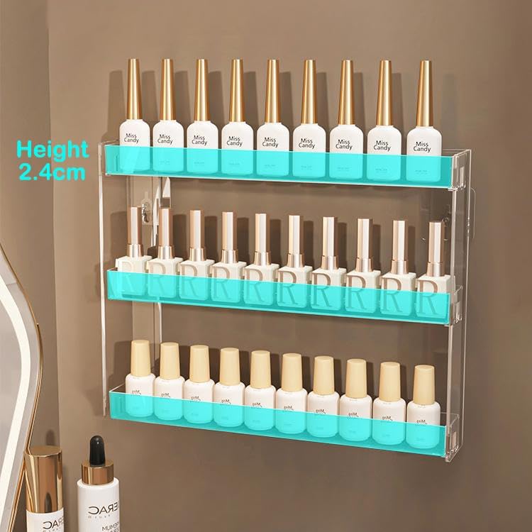 3 Layer Makeup Organizer Wall Mounted with Anti-Slip Adhesive
