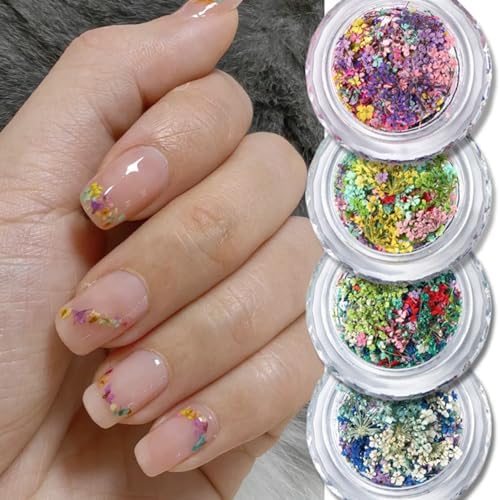 Spring Dried Flowers Nail Art Stickers Kit for Women
