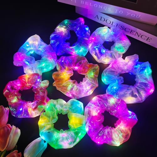 Asawira 8 Pcs Light Up Mermaid Scrunchies for Girls and Women