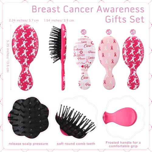24 Piece Breast Cancer Awareness Gift Set with Pink Ribbon Hairbrush