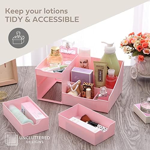 Uncluttered Designs Makeup Organizer with Drawers - Pink