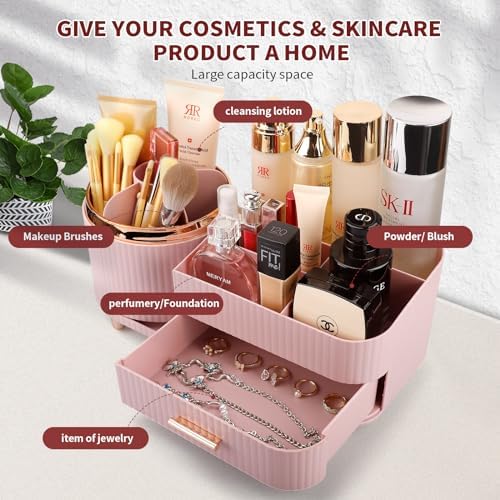 Molutsody Makeup Organizer for Vanity with Drawers