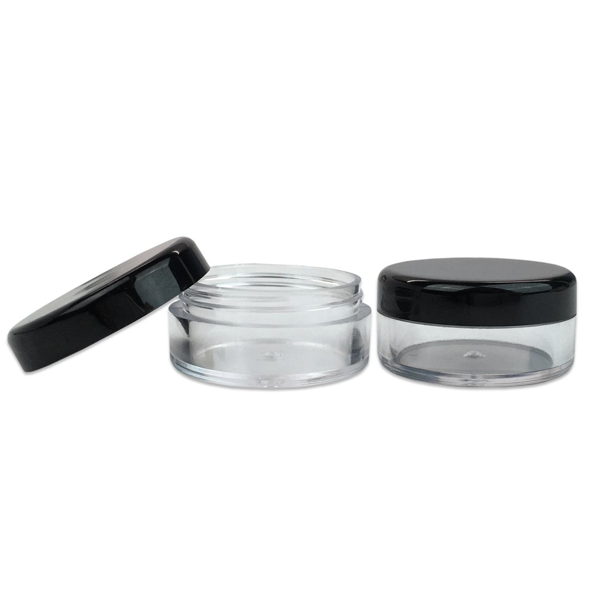Beauticom 5g 5mL Round Clear Jars with Black Lids - 500pcs BPA Free