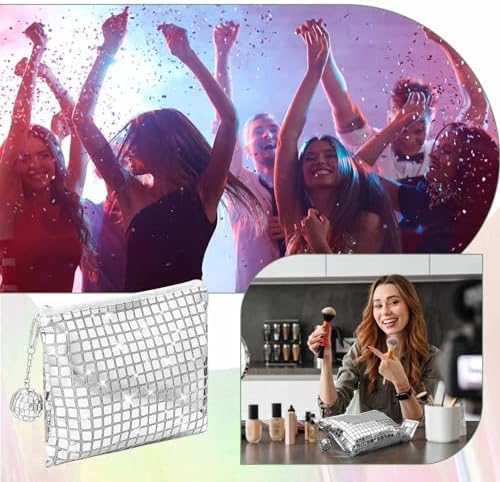 12 Pack Glitter Sequin Makeup Bags with Zipper for Parties