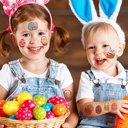 CHARLENT Easter Temporary Tattoos for Kids Party Supplies