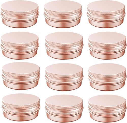 1 Oz Rose Gold Aluminum Jar with Screw Cap 12 Pcs