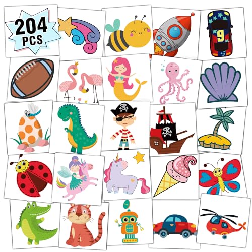 Partywind Kids Temporary Tattoos 204 PCS