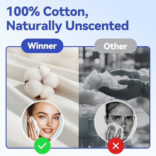 Winner Ultra Soft Biobased Facial Towelettes 55 Count Disposable for Sensitive Skin