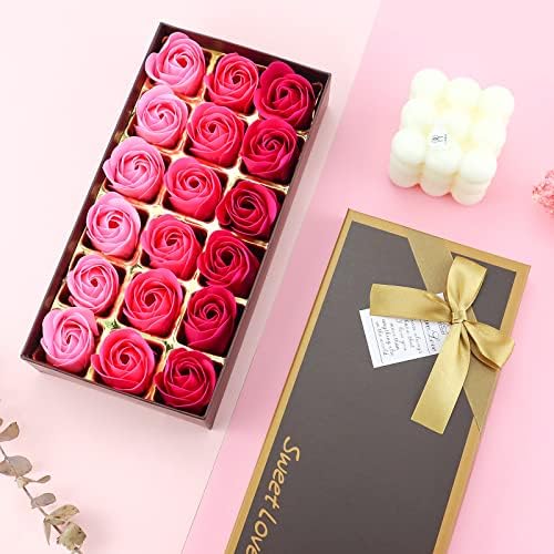 JIALEEY Scented Rose Bath Soap Petals Gift Set 18 PCS Pink