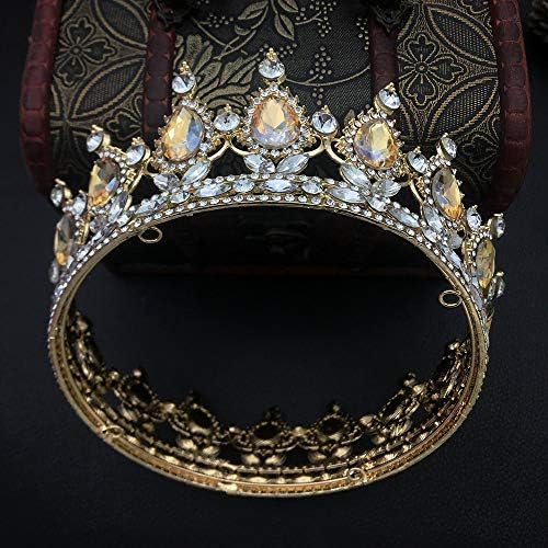 QIDIAN Retro Round Crown Bride Hair Accessory for Women