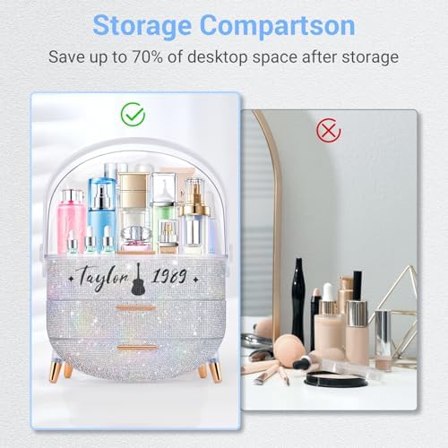 Teen Girls Makeup Organizer with Clear Compartment and Drawers