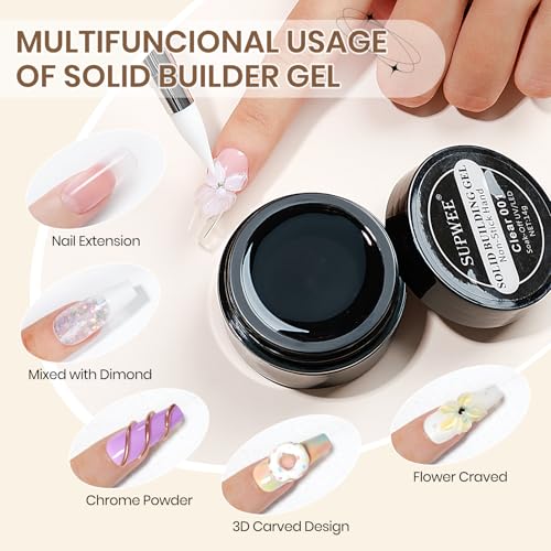 SUPWEE 3D Nail Gel Art 2PCS Clear Builder Gel for Nails
