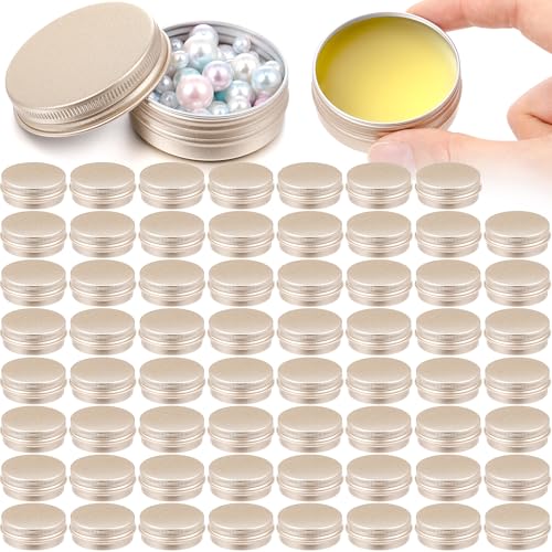 Patelai 64 Piece Lip Balm Tin Containers with Screw Lid
