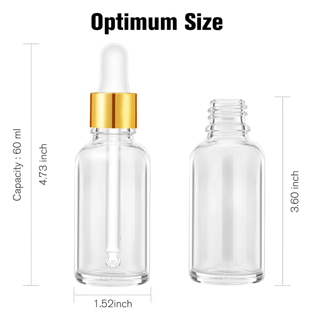 PrettyCare 2 oz Glass Dropper Bottles 4 Pack