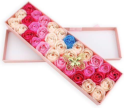 JIALEEY 33 PCS Rose Scented Bath Soap Set with Pink Gift Box
