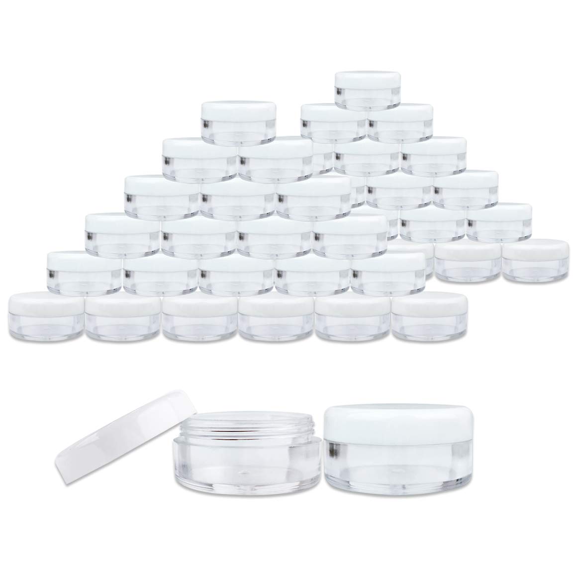 2000 Pcs Beauticom 5G5mL Clear Jars with White Lids